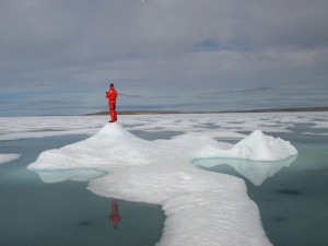 Randall Scharien surveys melting sea ice near Resolute, Canada. Photo by Brent Else.