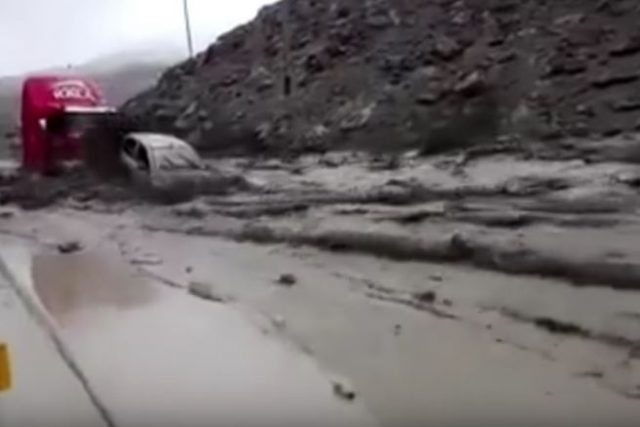 A still from Youtube footage of the mudslide in Arequipa in Peru that killed three people on Friday