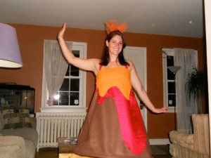 Kristen Slawter, a post-doc in geochemistry at the Massachusetts Institute of Technology, dressed up as a volcano for a recent Halloween. Photo courtesy of Kristen Slawter.