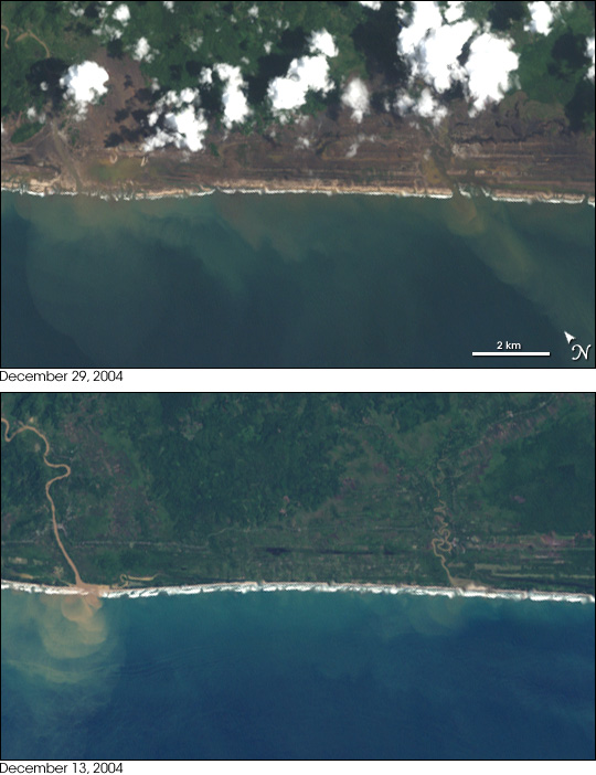 Tsunami before and after