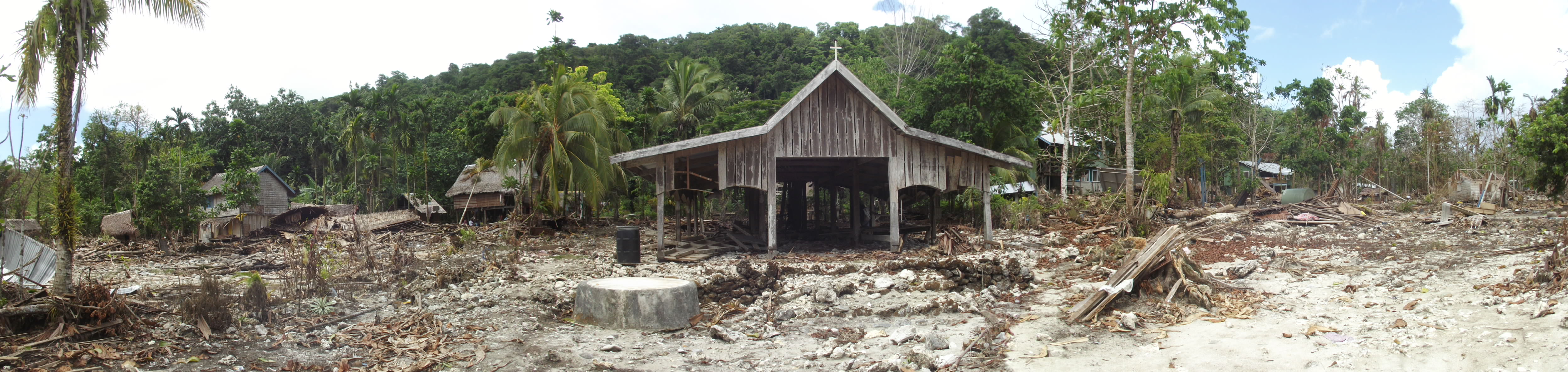 Santa Cruz Island after a tsunami swept through the area