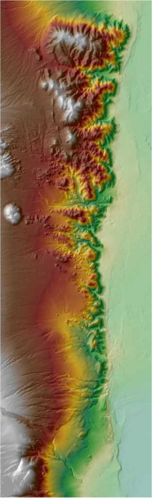 LVIS-GH map of the Sierra Nevada and Death Valley. Credit: LVIS Team at NASA/GSFC.