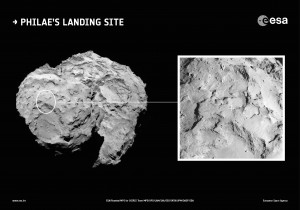 The location of the primary landing site for Rosetta’s Philae lander was unanimously chosen for its unique scientific potential and the minimal risk it poses to the lander during the Landing Site Selection Group meeting held on 13–14 September 2014. Philae will touch down at the head of comet 67/P Churyumov-Gerasimenko on 11 November. Credit: ESA/Rosetta/MPS for OSIRIS Team MPS/UPD/LAM/IAA/SSO/INTA/UPM/DASP/IDA