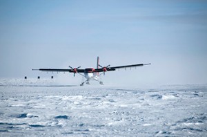 In a 2008-2009 expedition to Antarctica, researchers flew over the Gamburtsevs in a Twin Otter outfitted with ice-penetrating instruments.  Credit: Nick Frearson