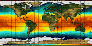 Sea surface temperatures for December 17, 2014 show a weak warming of the equatorial Pacific, but so far the resulting climate consequences have been underwhelming. Credit: NOAA
