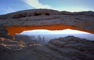 Mesa Arch at Canyonlands National Park is the most photographed natural arch in the world. Scientists are now able to monitor its internal health by listening to how it "hums" with seismic energy. A permanent change in the seismic hum would indicate something significant has changed in the structure of the arch. Image credit: U.S. National Park Service