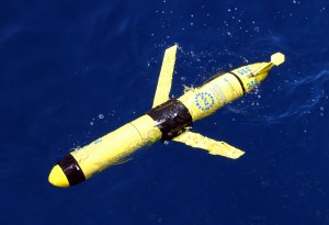 Autonomous vehicles called “gliders” collect data by swimming in a saw-tooth pattern along a pre-defined path in the ocean. The gliders were deployed at the OOI Pioneer Array site south of Cape Cod. Thanks to the data collected by the OOI Pioneer Array gliders before and after the PNI formed, the scientists determined these intrusions are nearly 100 meters deep, extending almost to the seafloor. Credit: Al Plueddemann, Woods Hole Oceanographic Institution