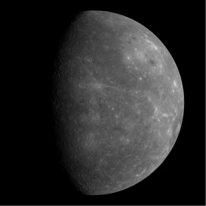 This view of Mercury, the innermost planet in our Solar System, was obtained during the first flyby of MESSENGER in 2008 and is a mosaic constructed from hundreds of individual images.  Credit: NASA/Johns Hopkins University Applied Physics Laboratory/Carnegie Institution of Washington/DLR 