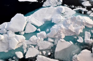 Caption: Ice floating in the Arctic Ocean on August 19, 2009. Credit: Patrick Kelley, U.S. Coast Guard 
