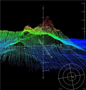 Latest 3D image processed by John Greene showing a large seamount on Tamu Massif. Photo credit: SOI/John Greene.