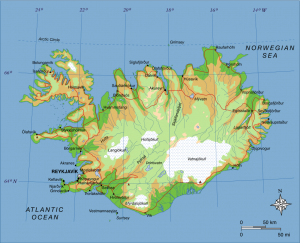 Map of Iceland. Credit: Max Naylor via Wikimedia Commons. 