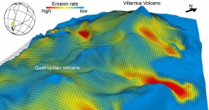 A 3D model simulation of a glaciation on the Villarrica Volcano in Chile. Credit: Pietro Sternai