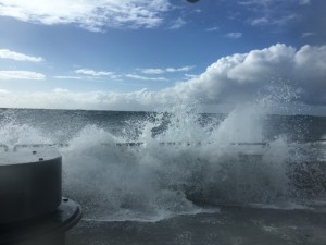 Heavy seas hitting the R/V Oceanus on Monday. Credit: Lori Hartline