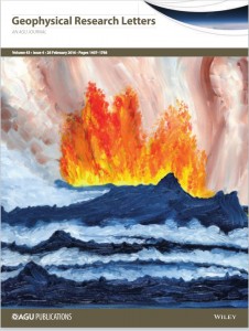 The 28 February issue of Geophysical Research Letters, painted by Brandur Bjarnason Karlsson. Credit: American Geophysical Union