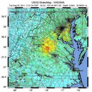 Shaking from the magnitude 5.8 earthquake near Mineral, Virginia on August 23, 2011 was felt by more people than any other earthquake in U.S. history, according to the U.S. Geological Survey. Credit: USGS. 