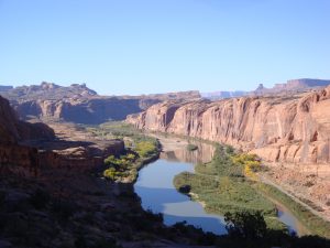 The Colorado River near Moab, Utah. The entire Colorado River Basin currently supports 50 million people, and that amount is expected to increase by 23 million between 2000 and 2030. A new study shows more than half of the streamflow in the Upper Colorado River Basin originates as groundwater. Credit: USGS