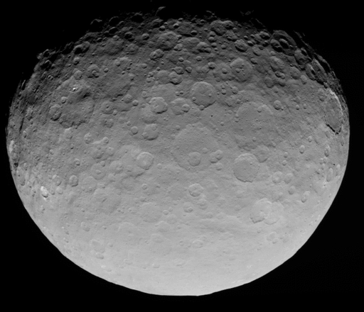 Ceres is the largest object in the main asteroid belt, and, along with Pluto, is classified as a dwarf planet. Hubble Space Telescope observations of Ceres have discovered the first evidence of sulfur, sulfur dioxide and graphitized carbon found on an asteroid. Credit: NASA/JPL-Caltech/UCLA/MPS/DLR/IDA