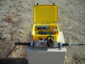 A closeup depiction of the control unit for a “tethersonde” – an instrumented weather balloon tethered to a fishing rod driven by a computer-controlled electric motor that NOAA researchers used to study the rate of ozone formation in Utah’s remote Uinta Basin in 2013. Credit: NOAA. 