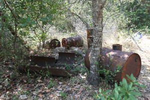 Diesel fuel drums left behind at Old Murry Mine in the Los Padres National Forest on California’s Central Coast. Photo credit: Isaiah Neeld.
