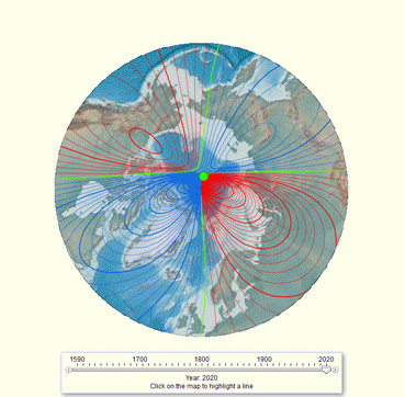 Historical magnetic declination 1590-2020. Credit: NOAA National Centers for Environmental Information