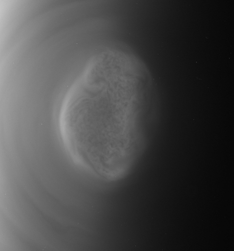 Titan’s south polar vortex in 2012. Credit: NASA/JPL-Caltech/Space Science Institute