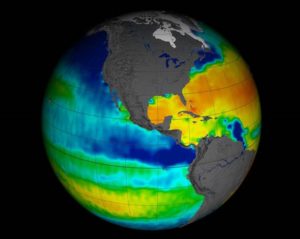 Image NASA/CONAE's Aquarius satellite (2011-2015) collected sea surface salinity (saltiness) data over the entire globe. Credit: NASA/Greg Shirah. 