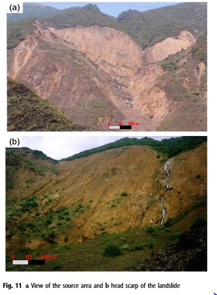The headscarp of the Touzhai rock avalanche, from Xin et al. 2015