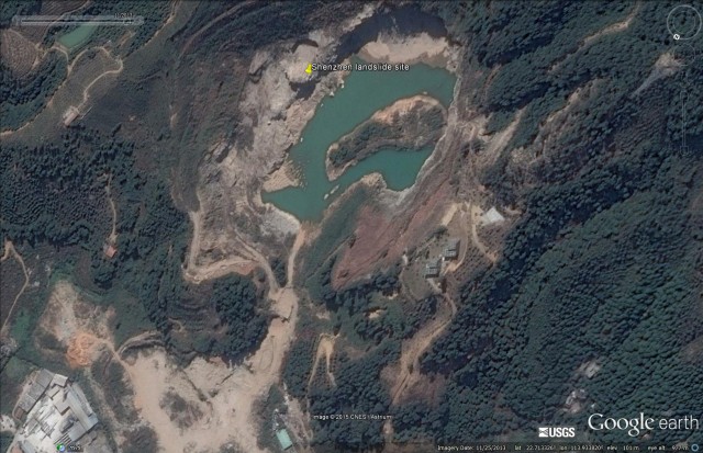 The Shenzhen, Guangdong landslide in China on 25 November 2013. Image via Google Earth.