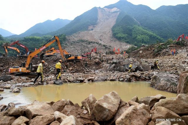 The Sucun Village landslide in Zhejiang Province, eastern China, via JSChina and English.news.cn