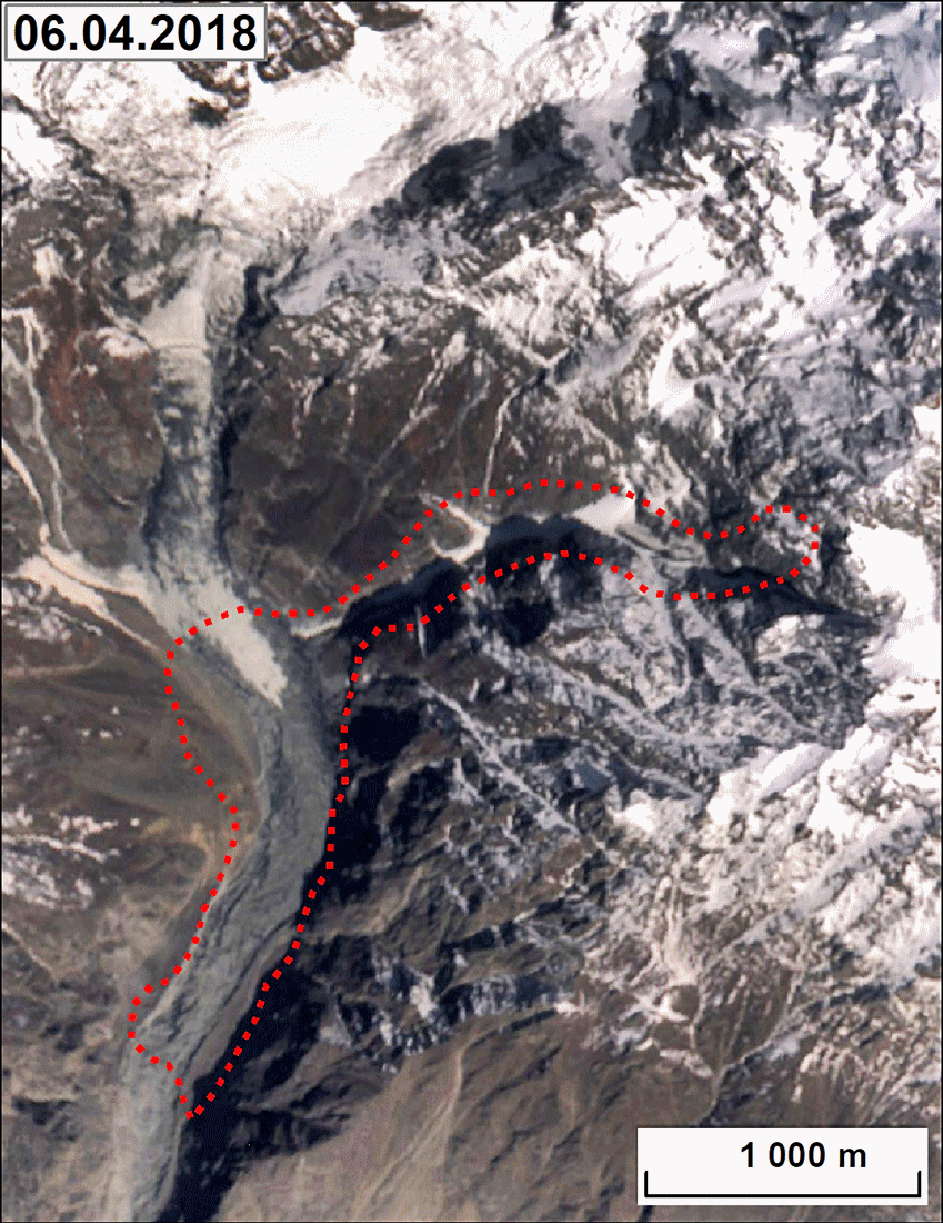 Ultar Glacier rock and ice avalanche