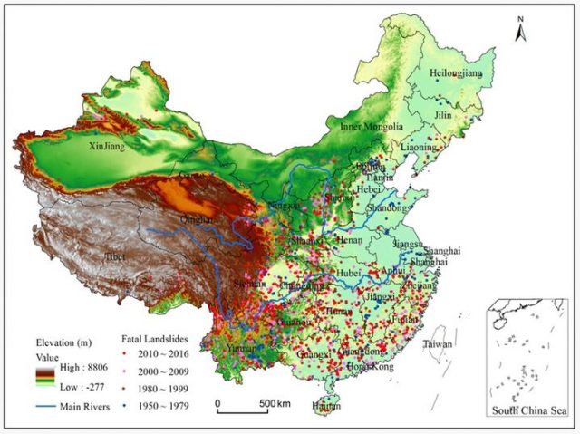 losses from landslides in China