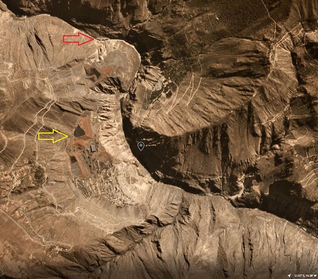 Satellite image of the Cobriza mine