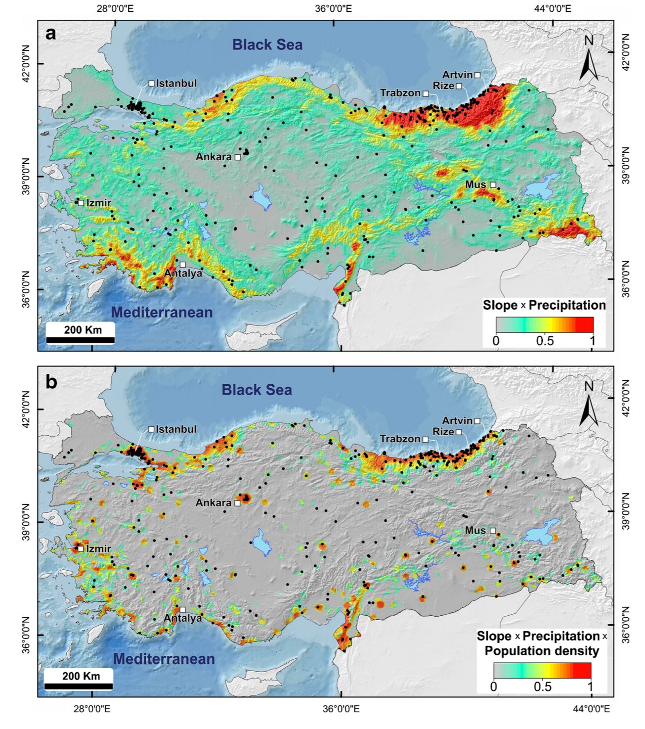 The natural and physical processes driving landslide losses in Turkey