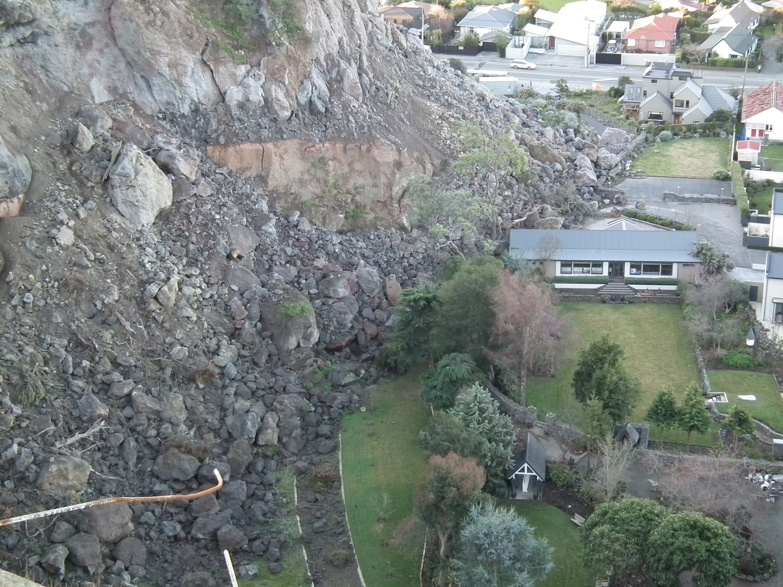 The aftermath of landslides in Christchurch, New Zealand