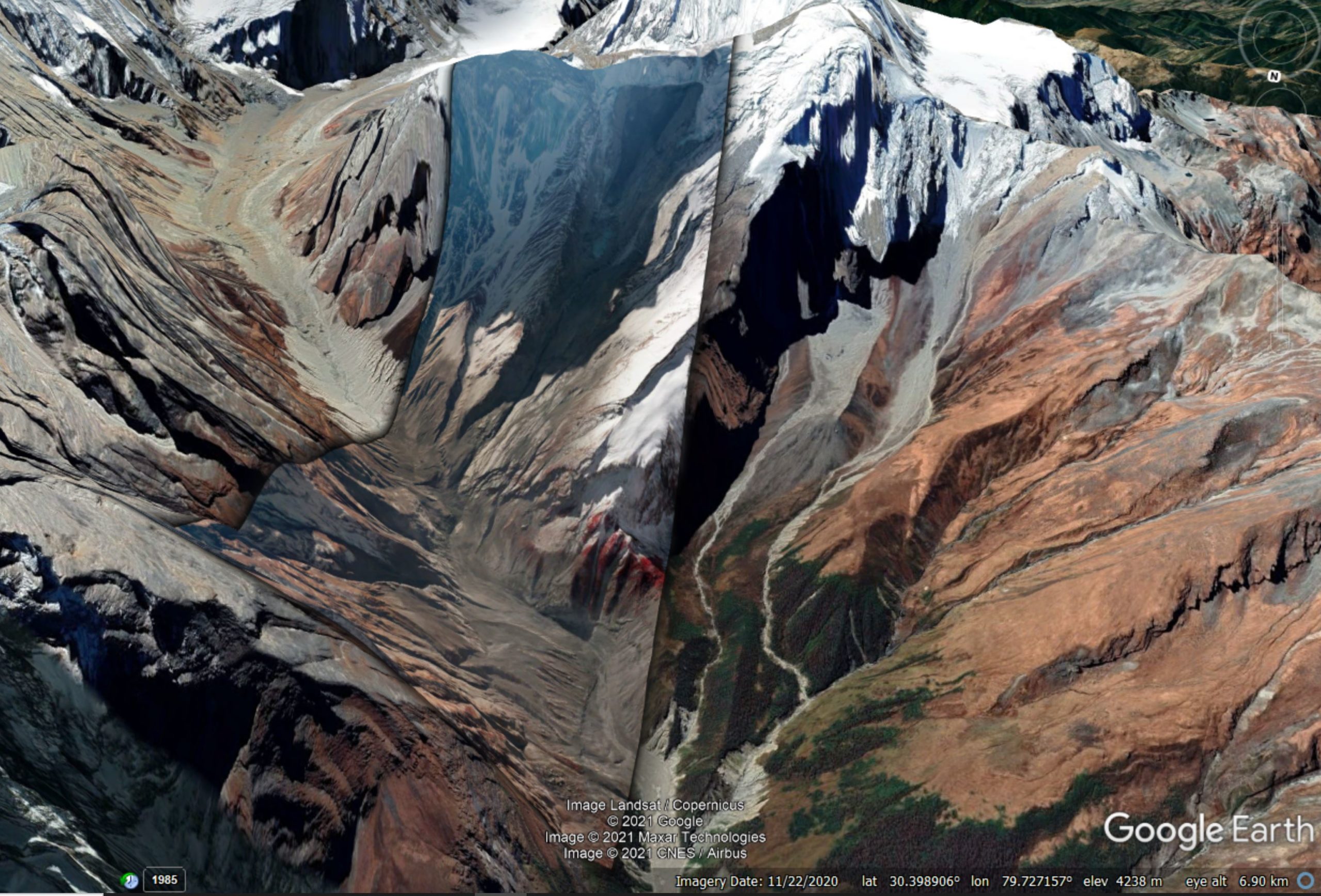 Planets Labs imagery of the Chamoli landslide