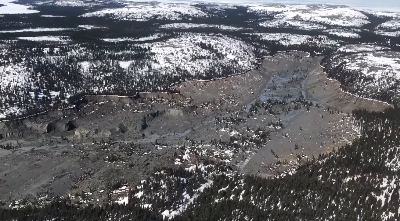 The 22 April 2021 landslide on the Great Whale River in Quebec, Canada. 