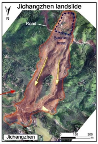 Aerial image of the Jichangzhen landslide in China, from Wang et al. (2021).