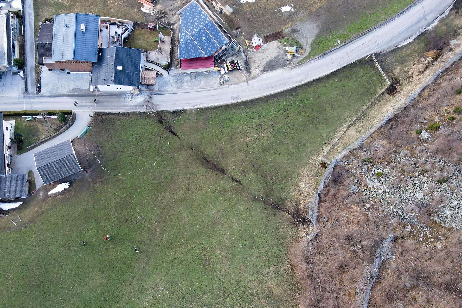 The track of the boulder that struck a house in Neustift in Austria.