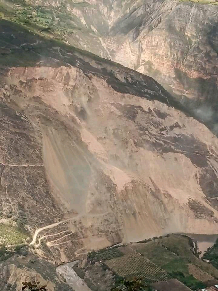 The aftermath of the landslide close to Culluchaca in Peru.