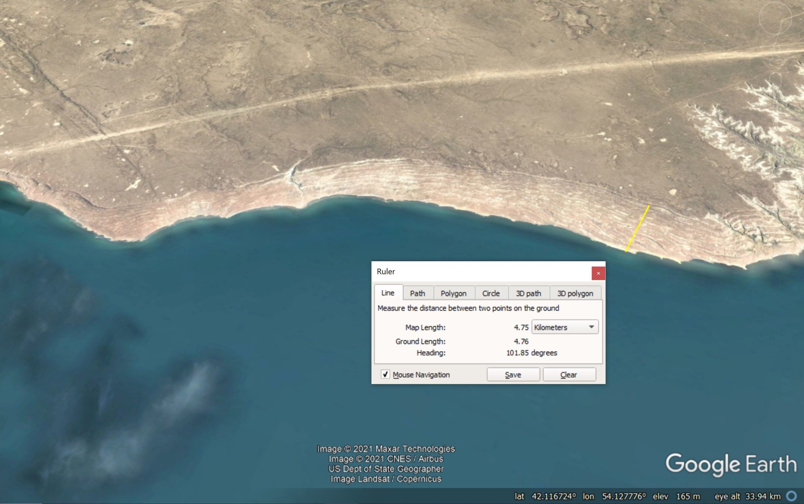 Google Earth image showing the whole of the Kara-Bogaz-Gol Megaslide.