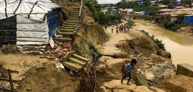A 2019 monsoon landslide in a Rohingya refugee camp in Bangladesh. Image from 