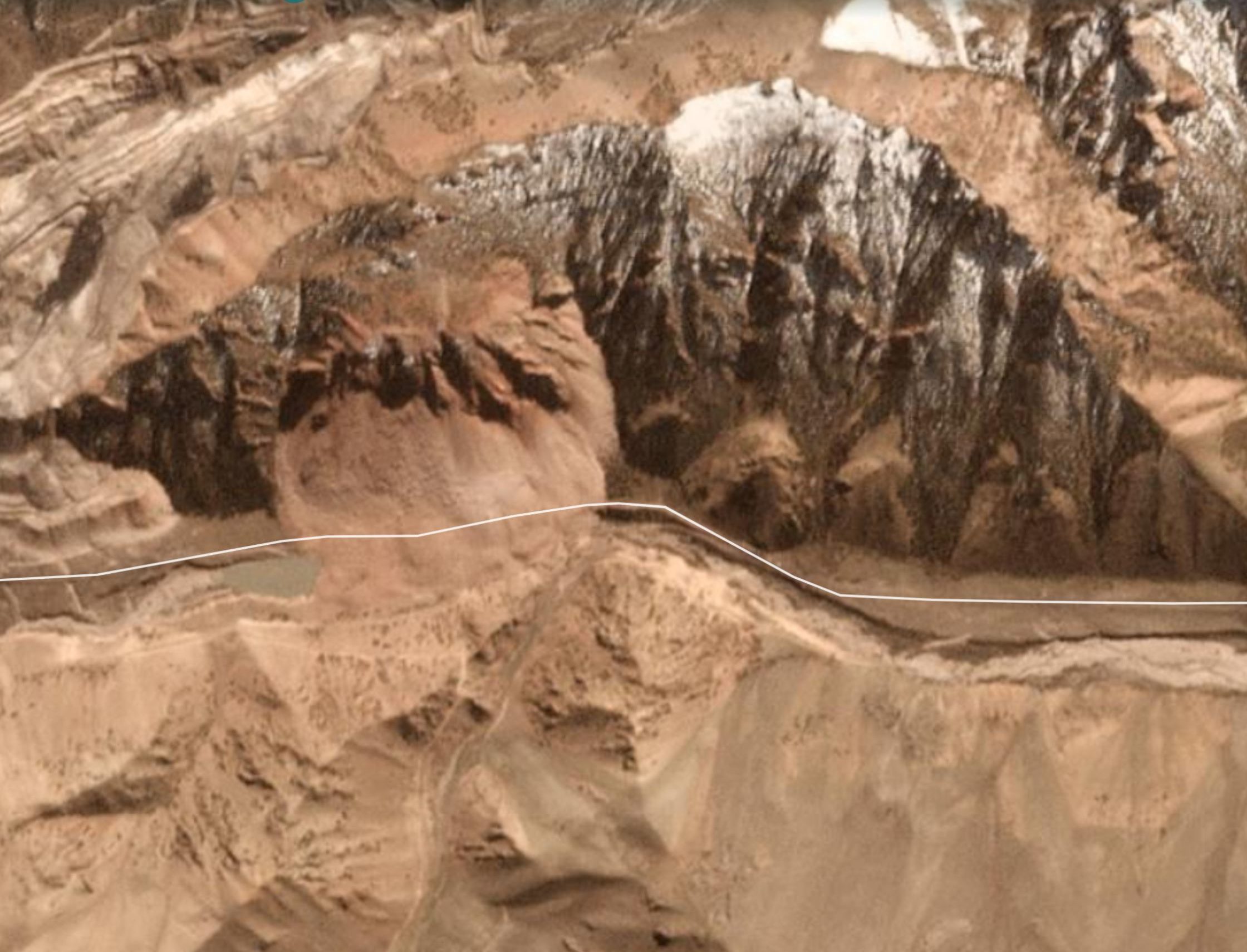 Planet Labs image of the aftermath of the 14 September 2020 landslide at Kara-Keche in Kyrgyzstan.