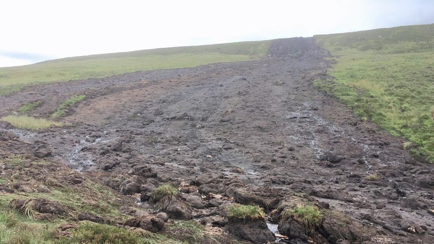 The peat landslide at Benbrack in Ireland. 