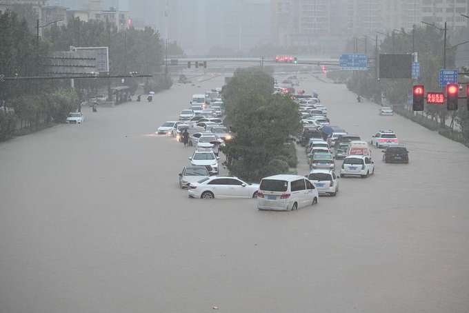 The floods in Zhengzhou in China on 21 July 2021.