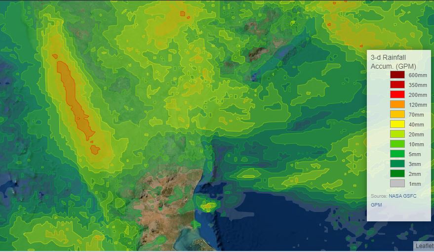 3 day accumulated rainfall for central India. 