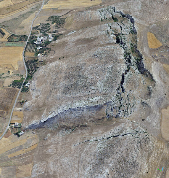 Aerial image of the Chgega landslide in Tunisia.