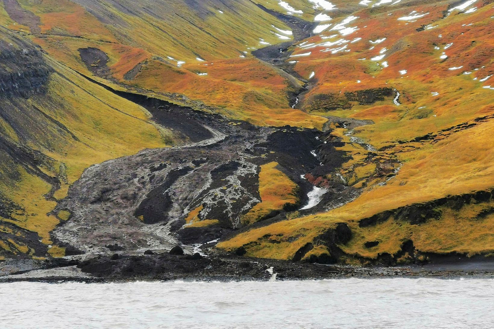 Some of the landslides at Kinnarfjöll in Iceland. 