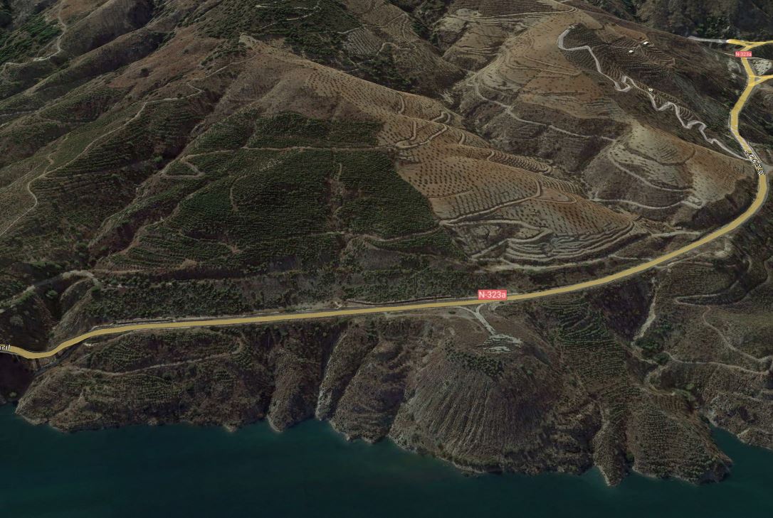 Google Earth image of the El Arrecife Landslide in Spain. 