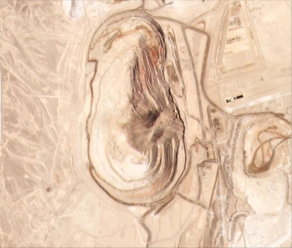The Ministro Hales mine in Chile on 9 November 2021, showing the landslide.