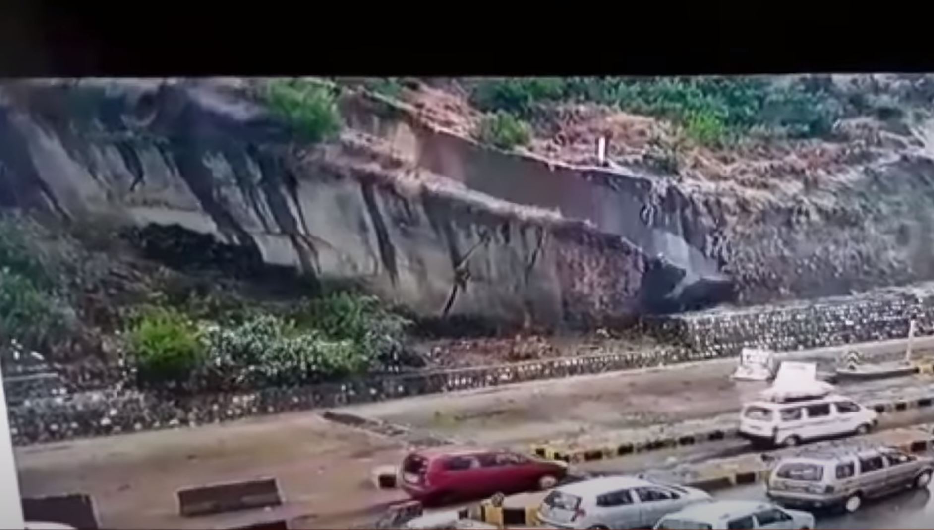 A large rock slab topple from India